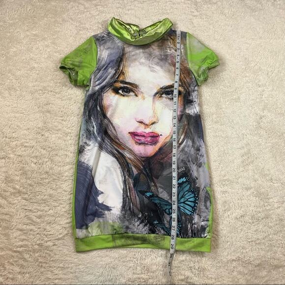 Miss Leod watercolor girl green dress, size 40 or small - Picture 3 of 6